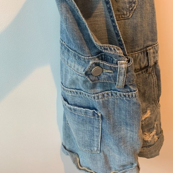 NWOT Blank NYC Short Distressed Denim Overalls -25 - Picture 3 of 11